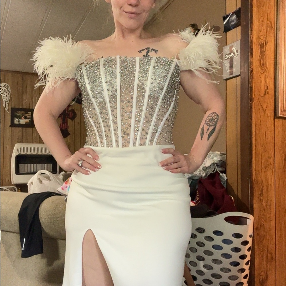 Ava Presley white formal